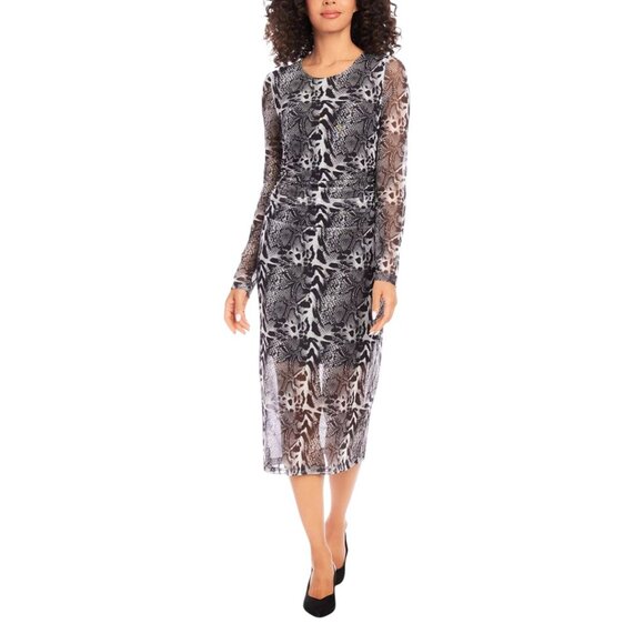 Karen Kane Dresses & Skirts - 148$ Karen Kane Mesh Side Shirred Midi Party Cocktail Dress Size M Black White